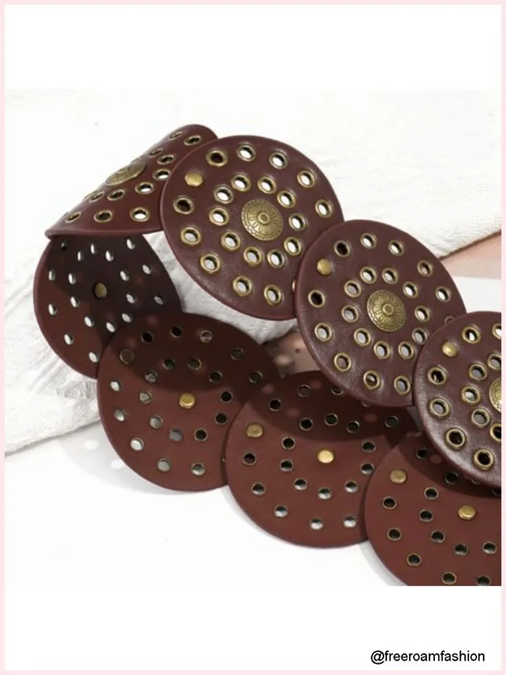 Vintage Hollow Boho Wide Disc Belt with Metal Buckle
